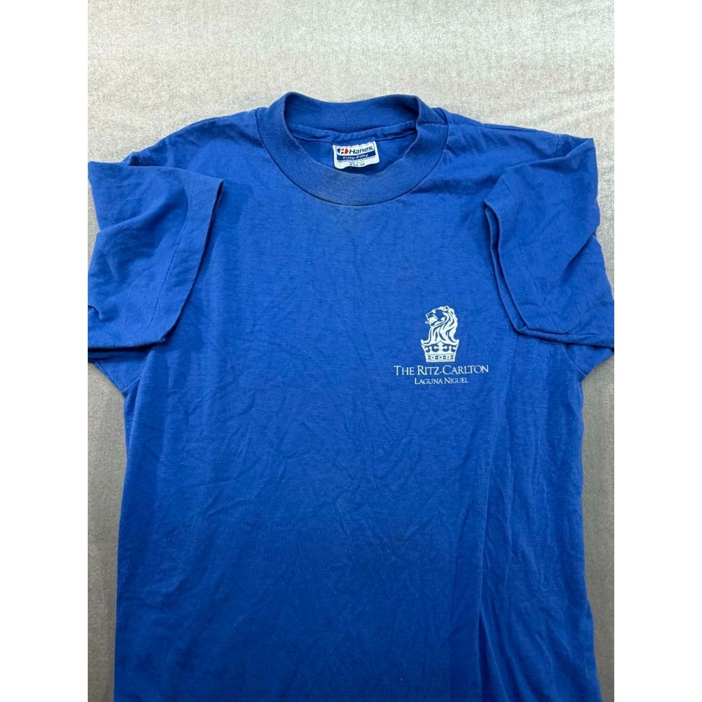 Vintage Hanes Ritz Carlton Shirt Made in USA Single Stitch Blue Laguna Niguel Sm